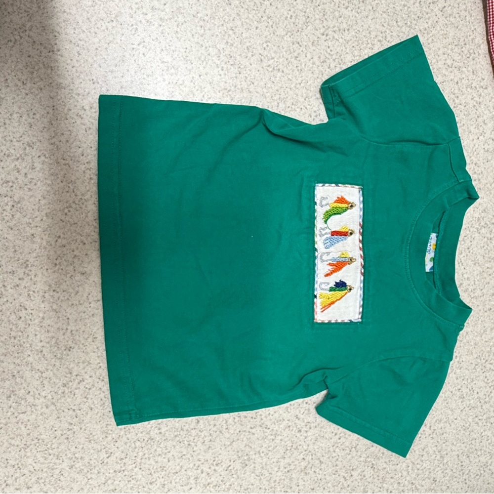 Kids Green T-Shirt with Colorful Embroidery